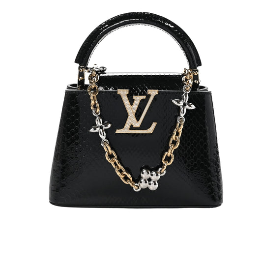 Louis Vuitton Bag | Snakeskin Flower Chain Capucines Mini Bag Black