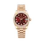Rolex Watch | Datejust Red Dial Diamond Bezel