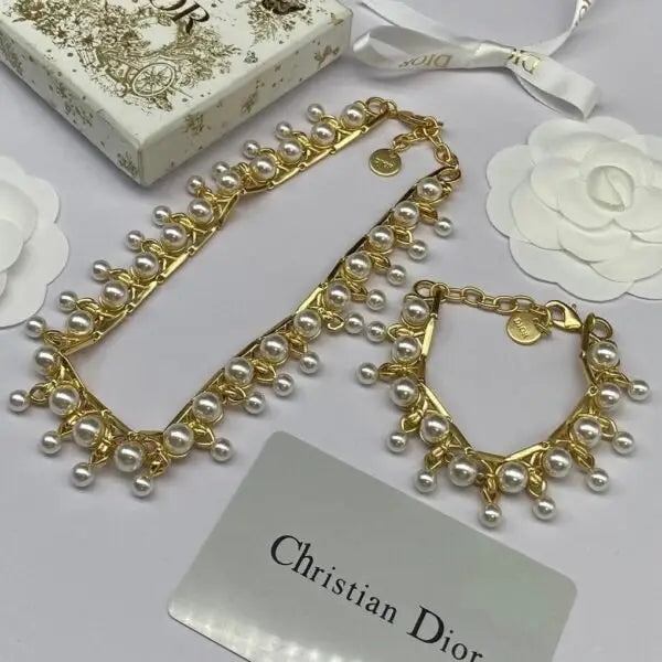 Dior Jewelry | Solitaire Crystal Necklace and Bracelet Set Silver