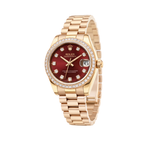 Rolex Watch | Datejust Red Dial Diamond Bezel