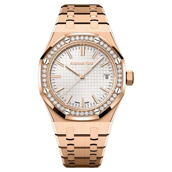 Audemars Piguet Watch | Royal Oak Selfwinding Pink Gold Silver Dial Diamond Bezel