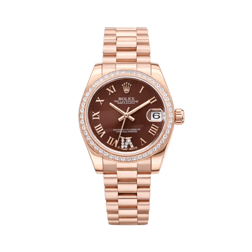 Rolex Datejust Chocolate Roman Diamond Bezel Watch premium replica - image 1