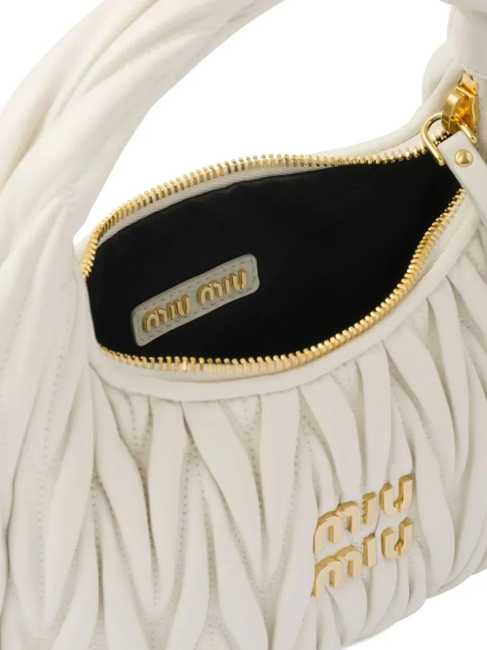 MIUMIU Wander Shoulder Bag in Matelassé Nappa Leather "White" - Bagistaofficial