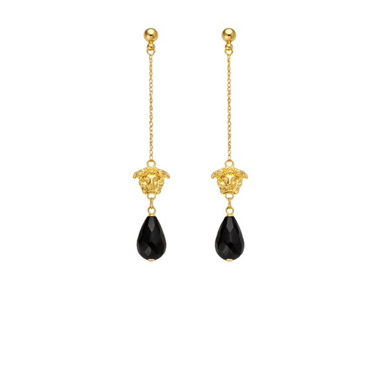 Versace Jewelry | Medusa Black Stone Drop Earrings