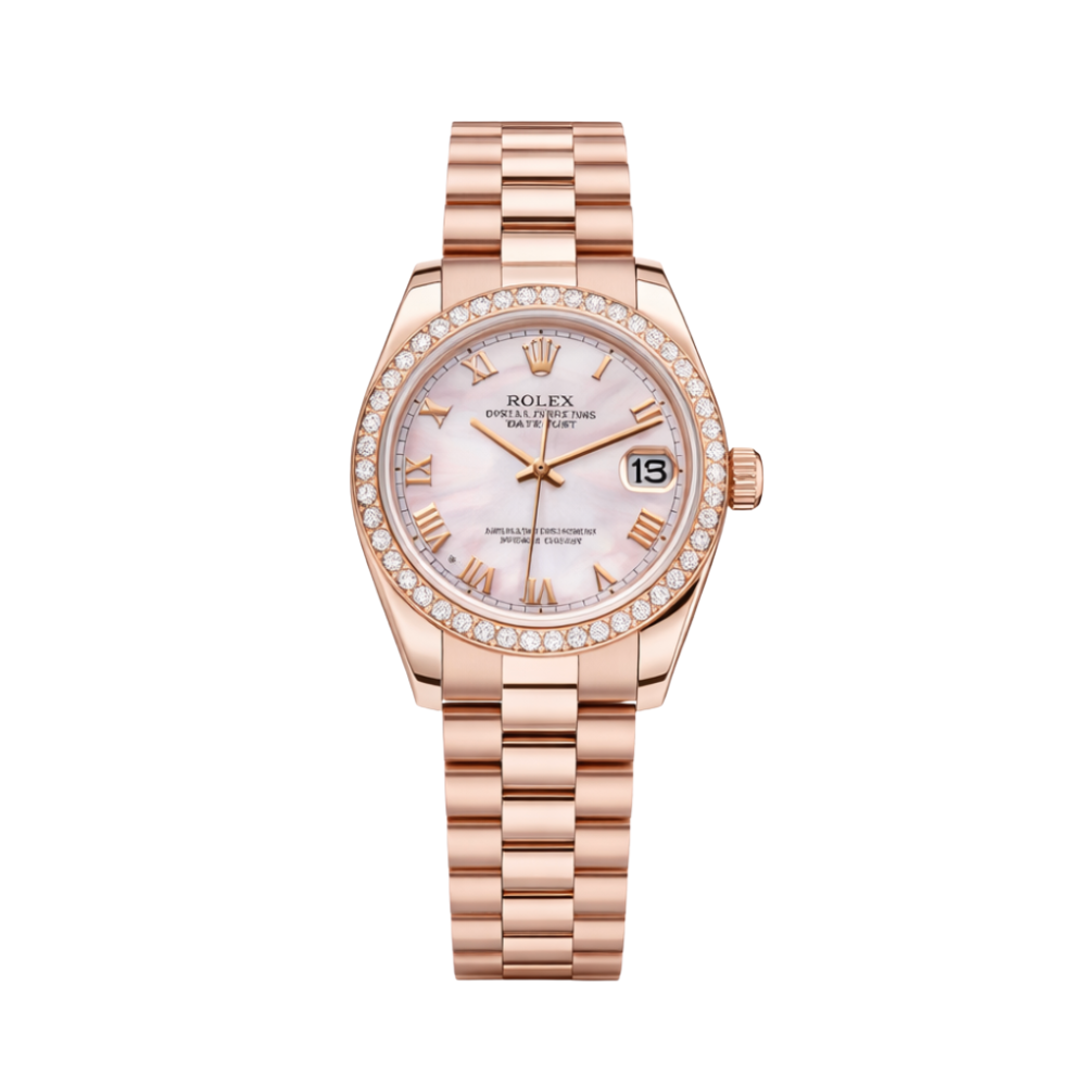 Rolex Watch | Datejust Pink Diamond Bezel Rose Gold White Dial