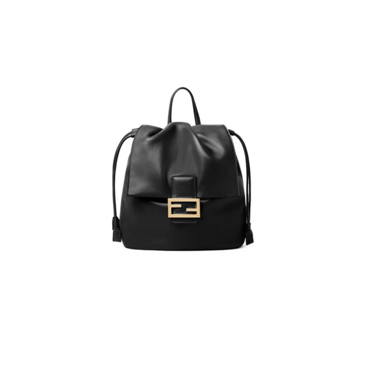 Fendi Bag | Women's Black FF Clasp Drawstring Backpack