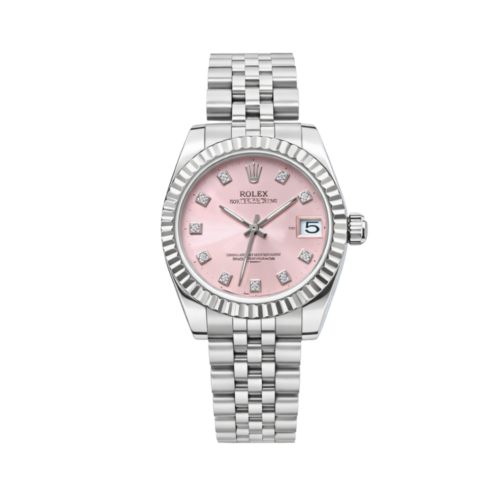 Rolex Watch | Datejust Pink Dial Fluted Bezel Jubilee