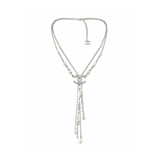 Chanel Jewelry | CC Logo Interlocking Pearl Chain Lariat Necklace