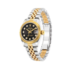 Rolex Watch | Datejust Two-Tone Black Diamond Dial Fluted