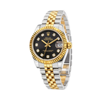 Rolex Watch | Datejust Two-Tone Black Diamond Dial Fluted