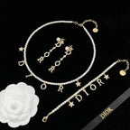 Dior Jewelry | Solitaire Crystal Necklace and Bracelet Set Silver