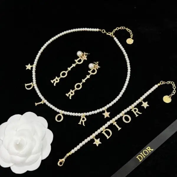 Dior Jewelry | Solitaire Crystal Necklace and Bracelet Set Silver