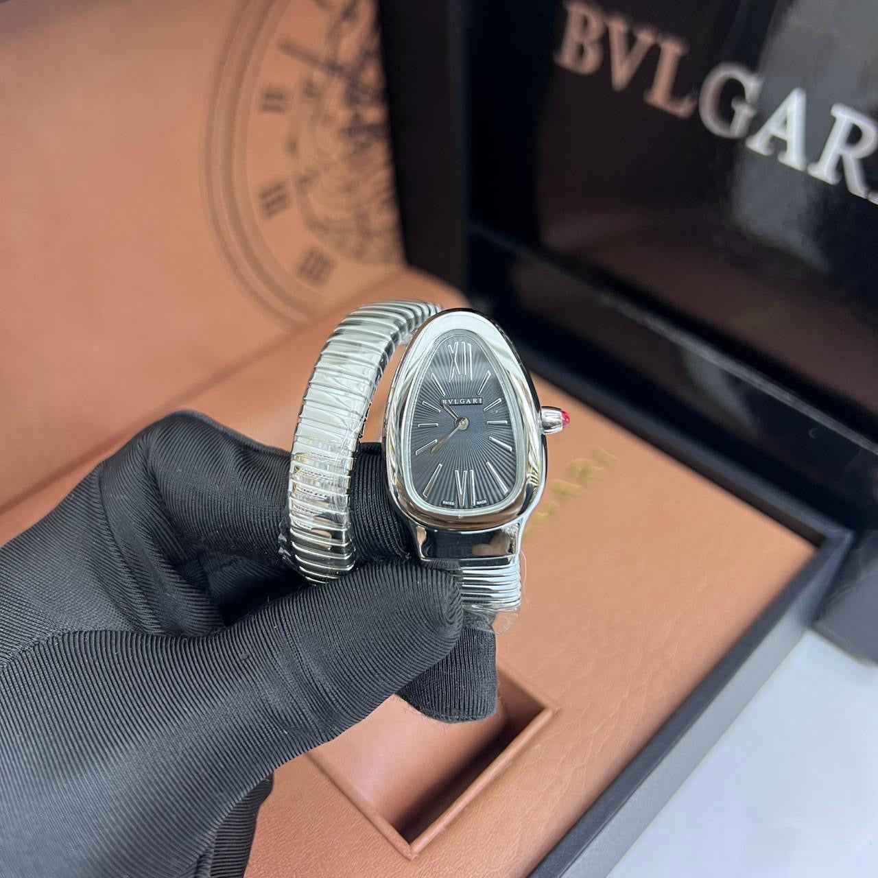 Bvlgari Watch | Serpenti Tubogas Steel Black Opaline Dial
