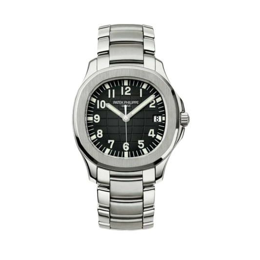 Patek Philippe Watch | Aquanaut Black Dial Silver Tone