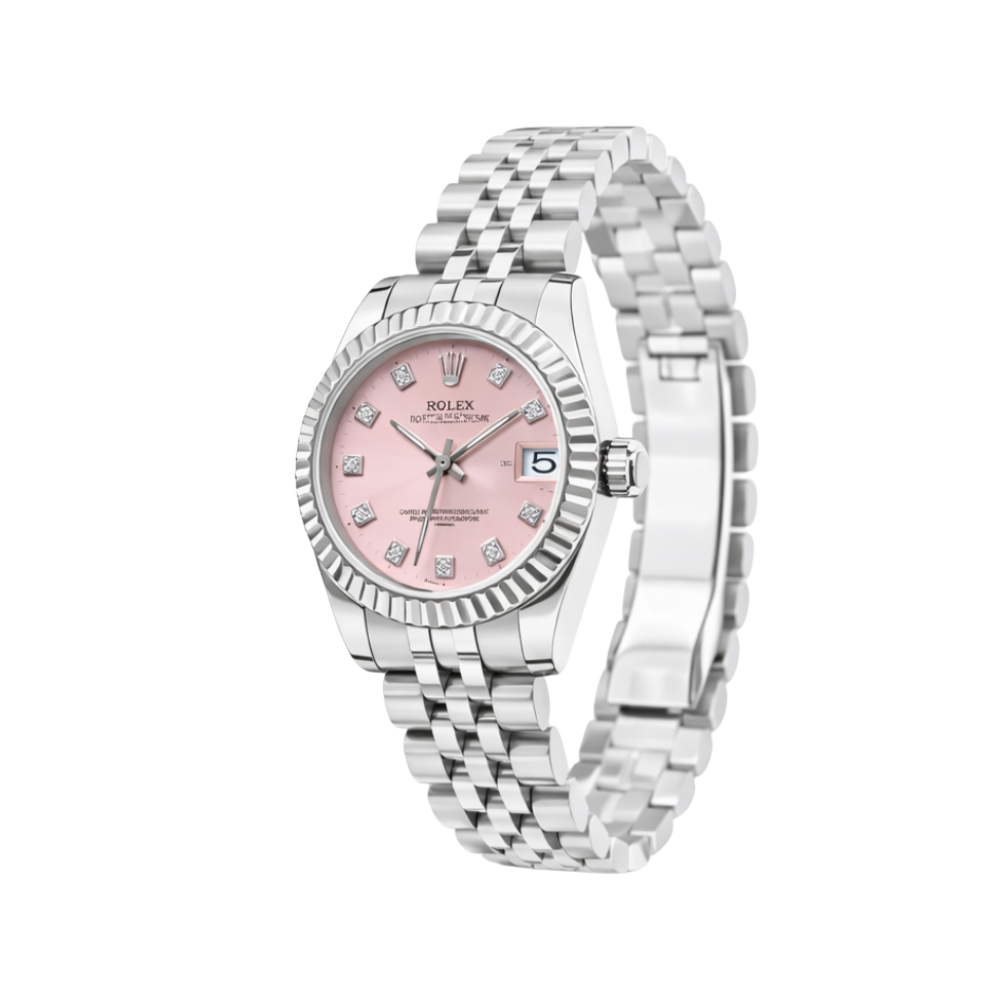 Rolex Watch | Datejust Pink Dial Fluted Bezel Jubilee