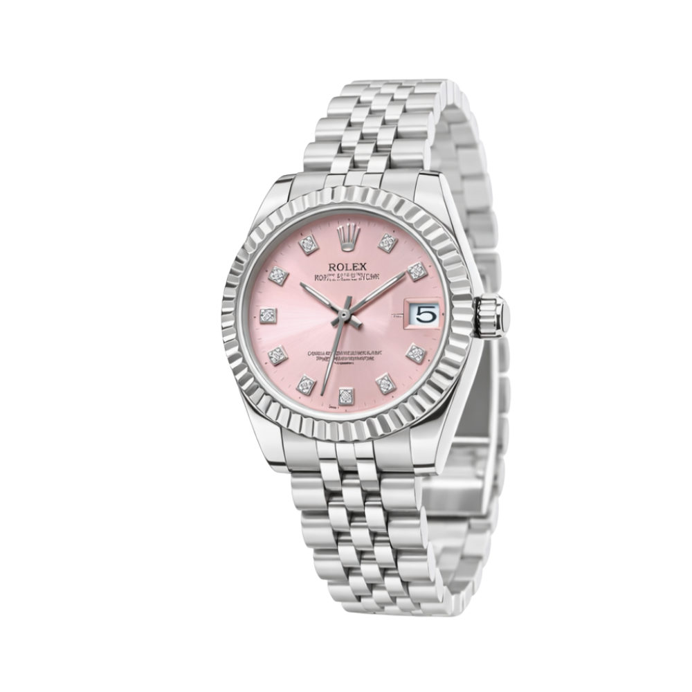 Rolex Watch | Datejust Pink Dial Fluted Bezel Jubilee