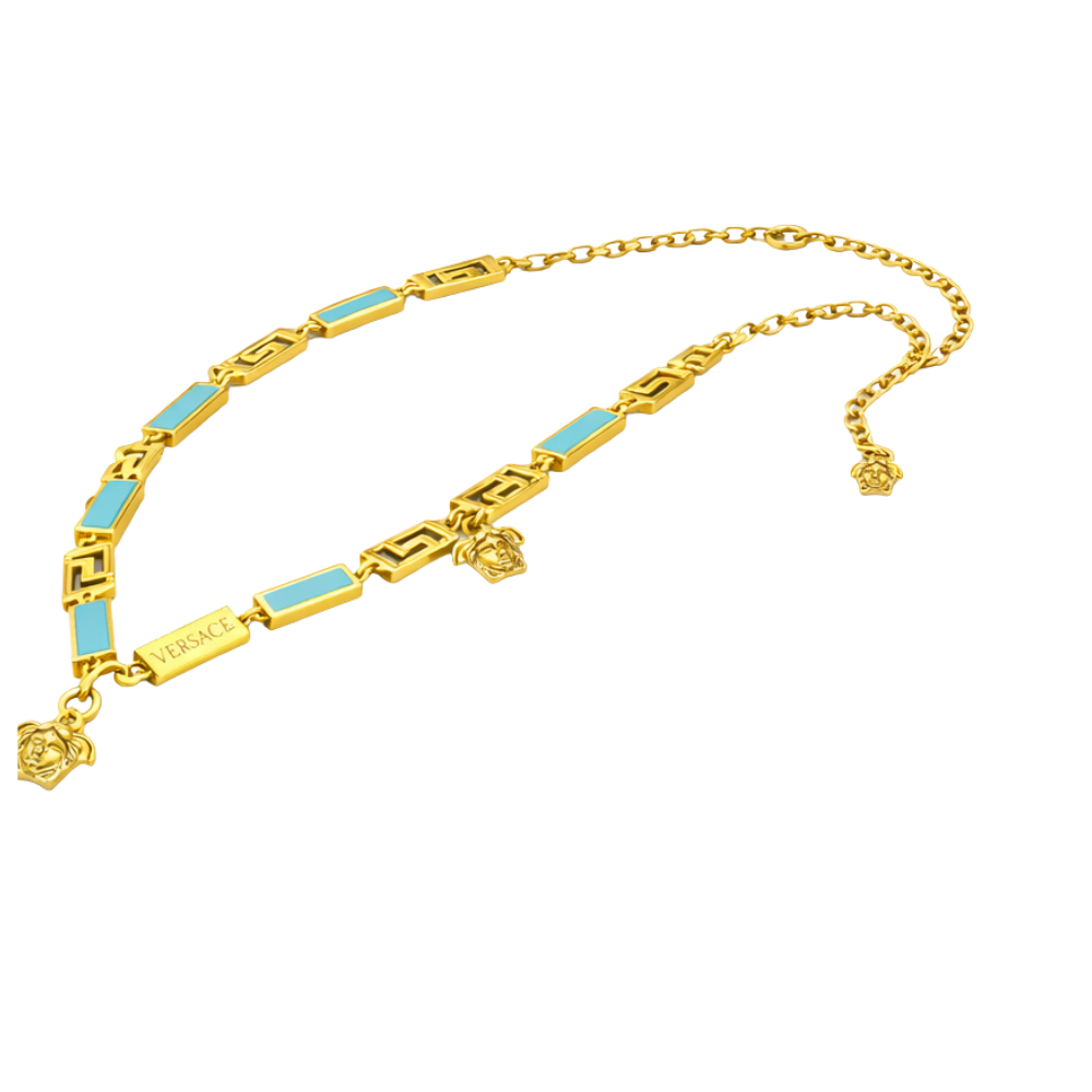 Versace Jewelry | Turquoise Greca Enamel Medusa Necklace