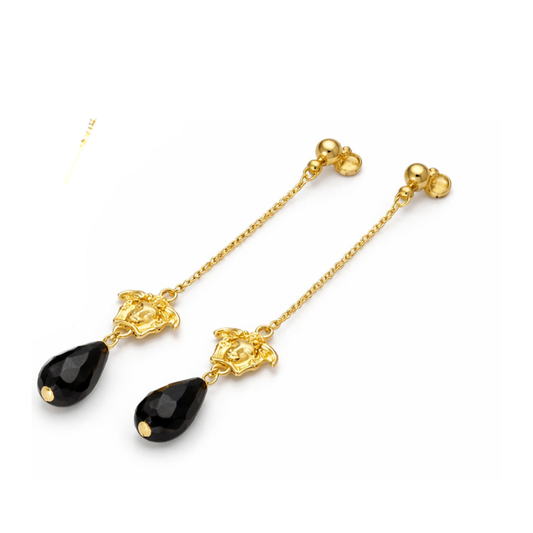 Versace Jewelry | Medusa Black Stone Drop Earrings