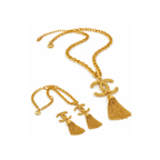 Chanel Jewelry | Textured CC Tassel Necklace & Earrings Set