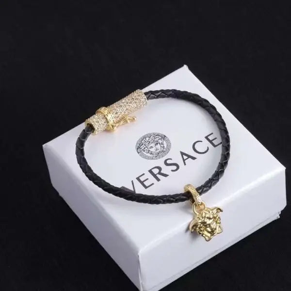 Versace Jewelry | Medusa '95 Braided Leather Necklace & Bracelet Set