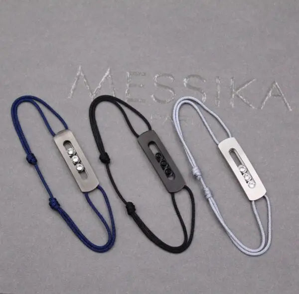 Messika Jewelry | Blue Titanium Cord Bracelet Natural Titanium Diamonds