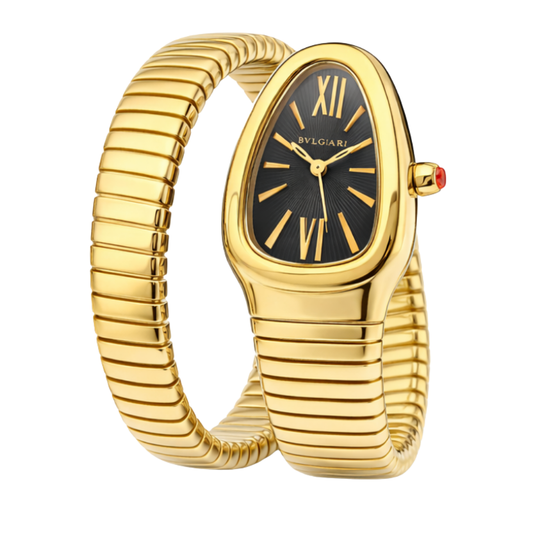 Bvlgari Watch | Serpenti Tubogas Gold Steel Black Dial