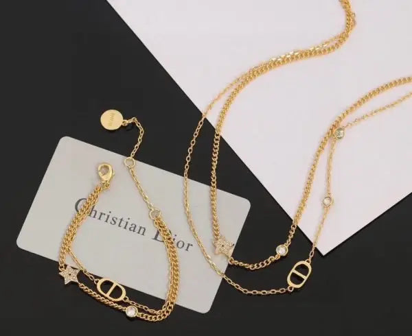 Dior Jewelry | CD Star Crystal Layered Necklace Gold 1