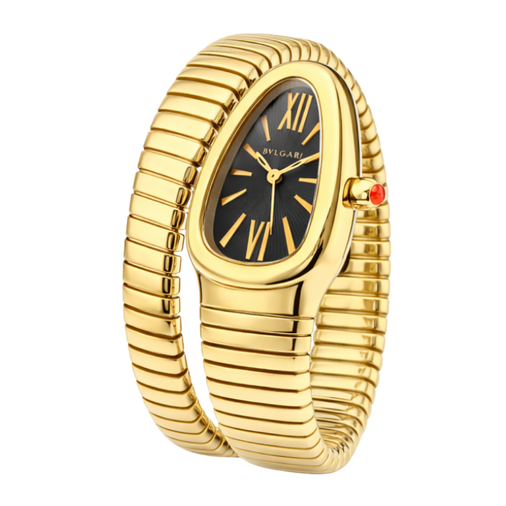 Bvlgari Watch | Serpenti Tubogas Gold Steel Black Dial