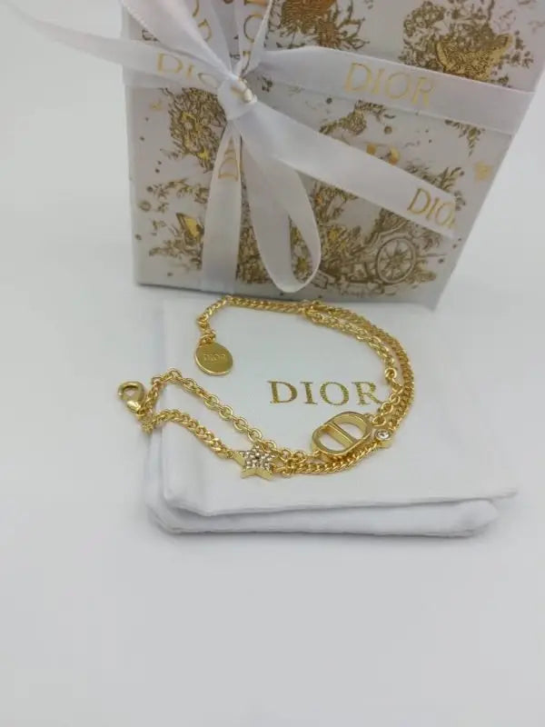 Dior Jewelry | Star Multi Layer Necklace Earrings Set Gold Finish Metal