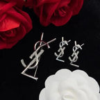 YSL Jewelry | Cassandre Brooch Earrings Set Silver Crystals