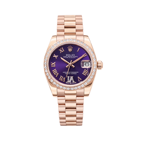 Rolex Datejust Two-Tone Aubergine Roman Diamond Purple Dial Watch premium replica - image 2