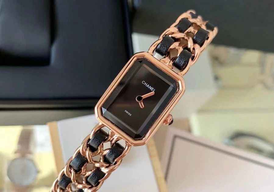 Chanel Watch | Première Édition Originale Rose Gold & Black Leather Chain