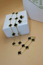 Van Cleef & Arpels Jewelry | Red Clover Diamond Necklace and Bracelet Set