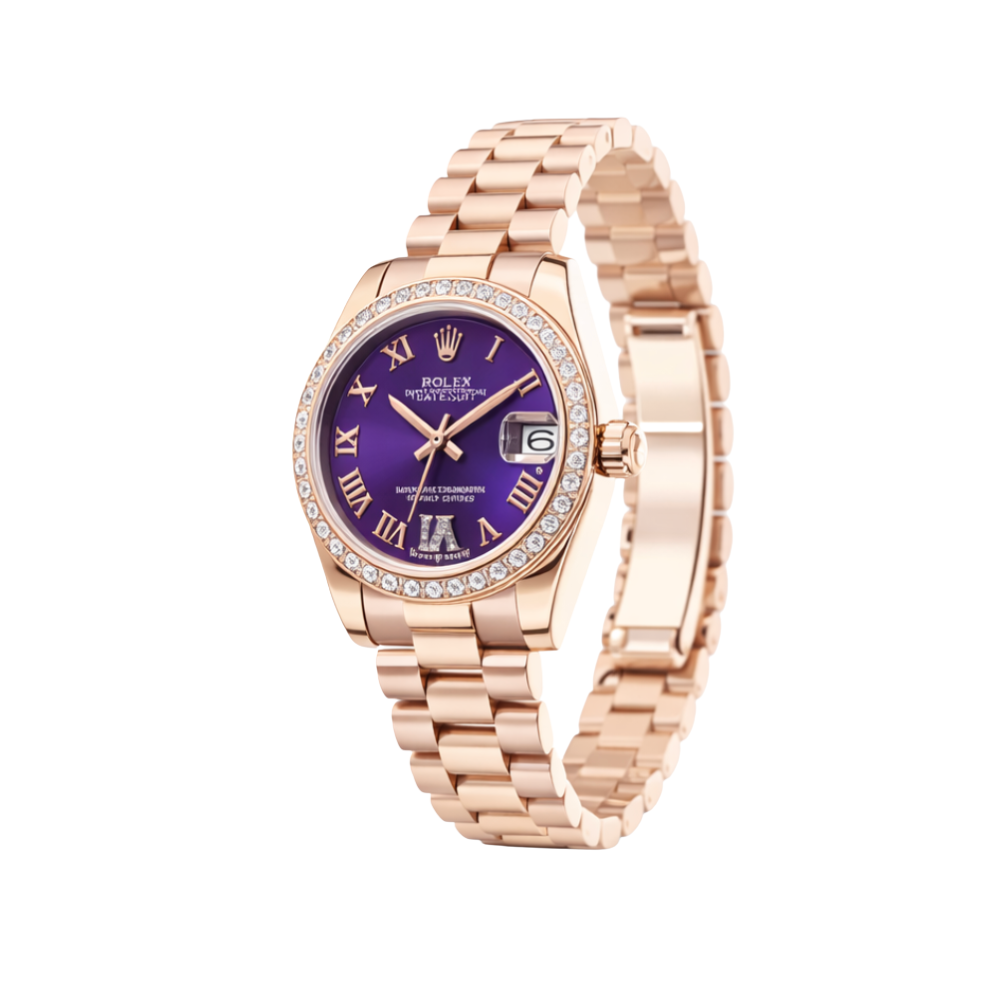 Rolex Watch | Datejust Two-Tone Aubergine Roman Diamond Purple Dial