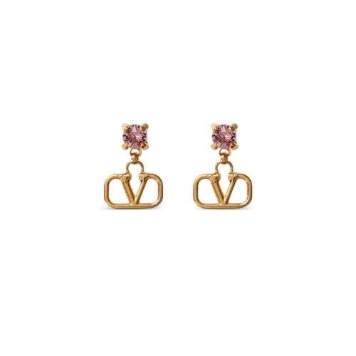 Valentino Jewelry | VLogo Earings Gold Crystal