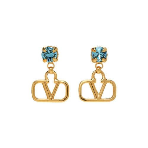 Valentino Jewelry | VLogo Earings Gold Crystal