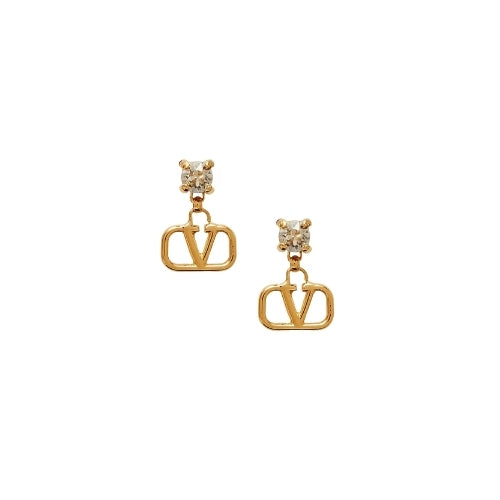 Valentino Jewelry | VLogo Earings Gold Crystal