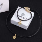 Versace Jewelry | Medusa '95 Braided Leather Necklace & Bracelet Set