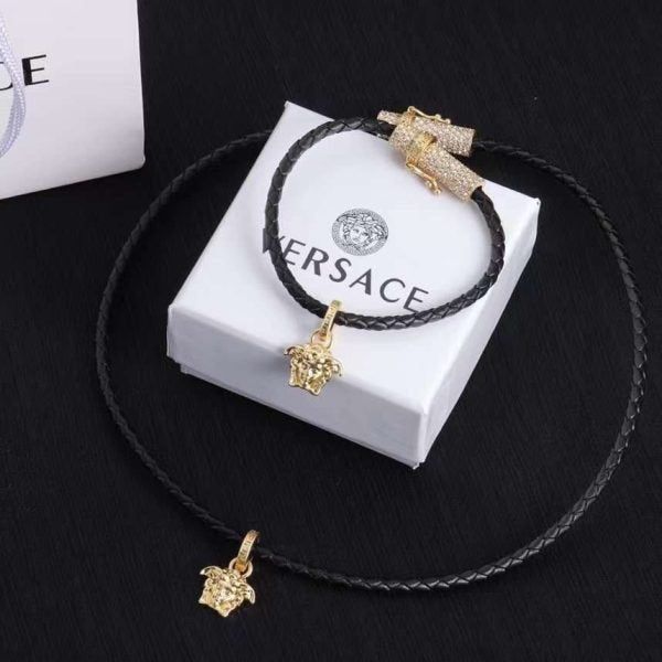 Versace Jewelry | Medusa '95 Braided Leather Necklace & Bracelet Set