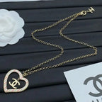 Chanel Jewelry | Quilted Heart CC Logo Pearl Station Necklace