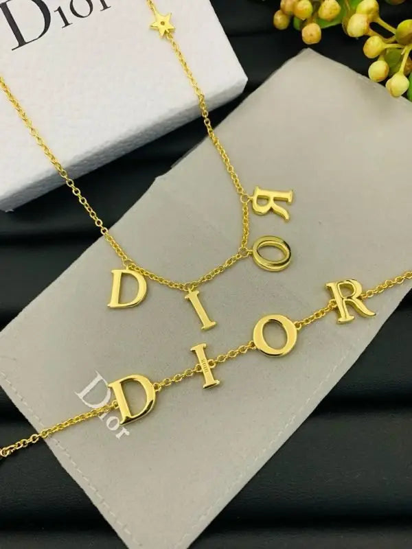 Dior Jewelry | CD Pearl Layered Necklace Bracelet Set Gold