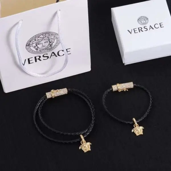 Versace Jewelry | Medusa '95 Braided Leather Necklace & Bracelet Set
