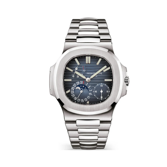 Patek Philippe Watch | Nautilus Dark Blue Dial Silver Tone