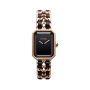 Chanel Première Édition Rose Gold Black Leather Chain Watch premium replica - image 1