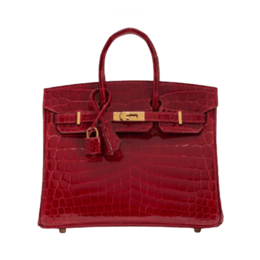 Hermès Bag | Birkin 30 Handbag Made From Shiny Niloticus Crocodile Leather Deep Red