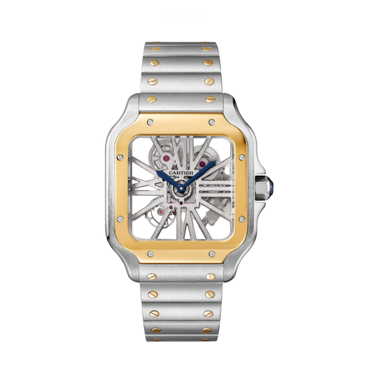 Cartier Watch | Cartier Santos Skeleton Two-Tone Steel & Yellow Gold
