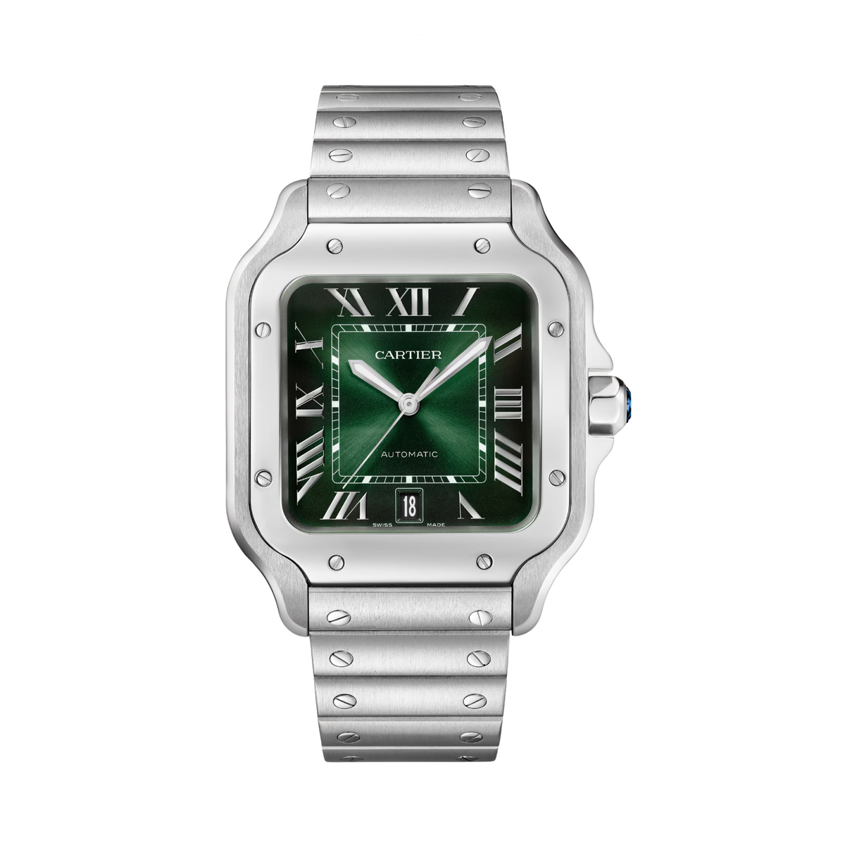 Cartier Santos De Large Green Dial Stainless Steel Watch premium replica - image 1