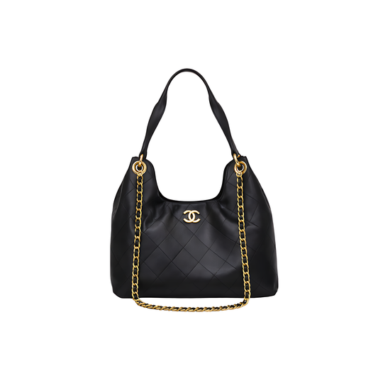 Chanel Bag | Medium Hobo Handbag Black Calfskin
