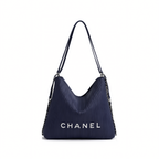 Chanel Bag | Maxi Hobo Ribbed Leather Blue