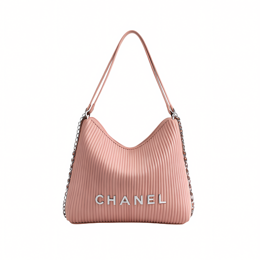 Chanel Bag | Pleated Ribbed Hobo Bag Light Pink